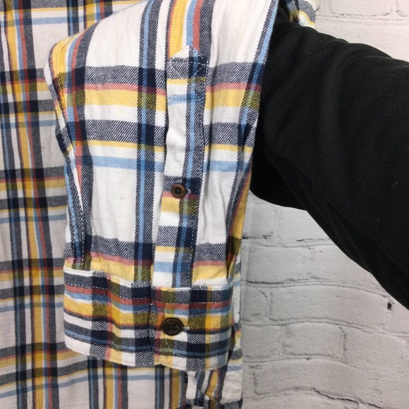 Roebuck & Co White Yellow Plaid Collared Cotton Button Down Flannel Shirt XL - Picture 4 of 11